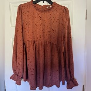 Chic Rust Orange Dotted Blouse
